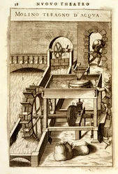 Wasserkraftbetriebene Fräsmaschine, 1607